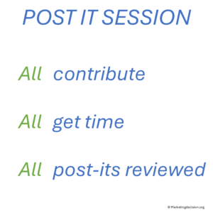 use post-it session for your scope in out session